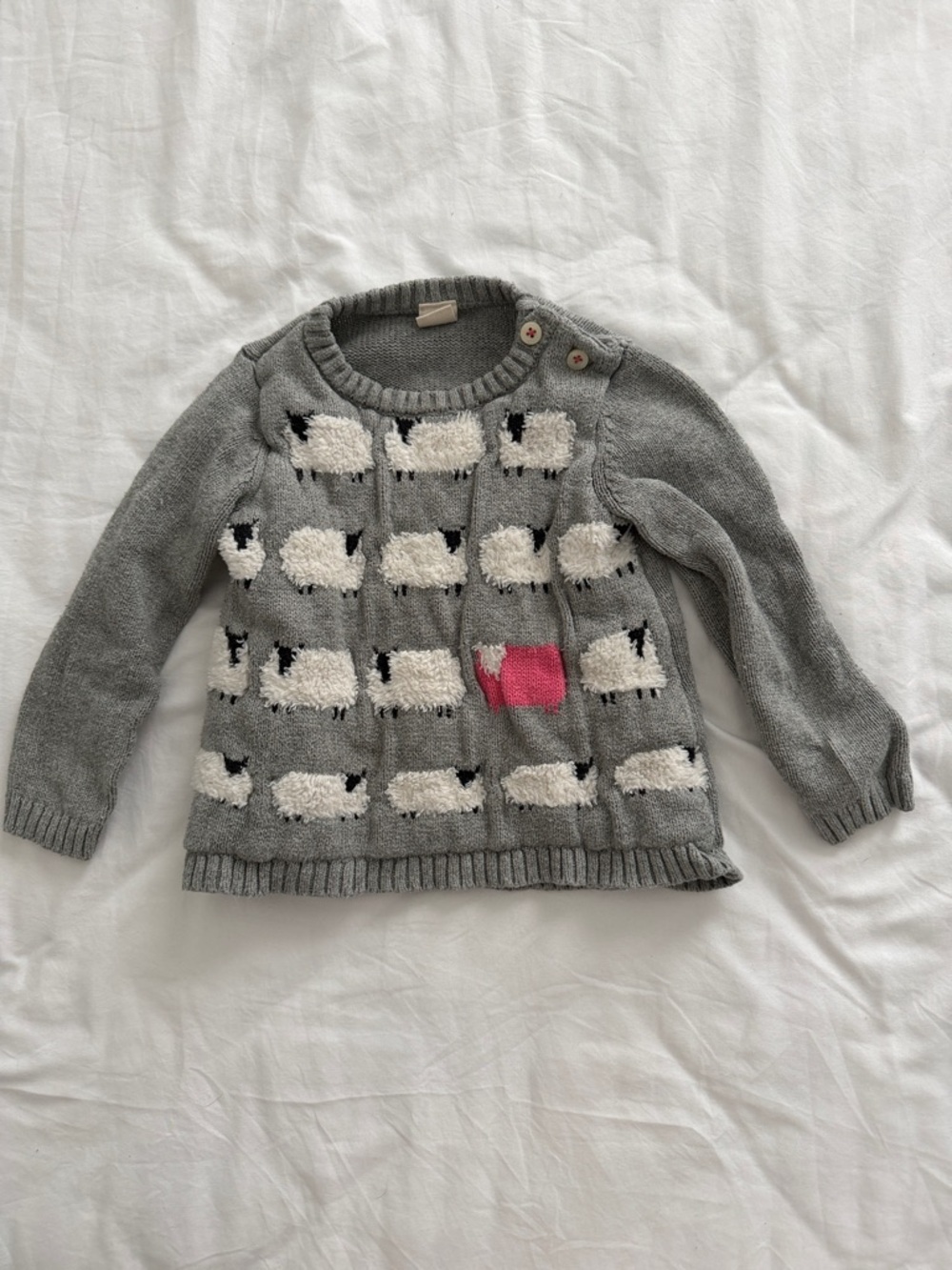 Tucker + Tate Gray Sweater with White Sheep and Pink Accent 12-18 months